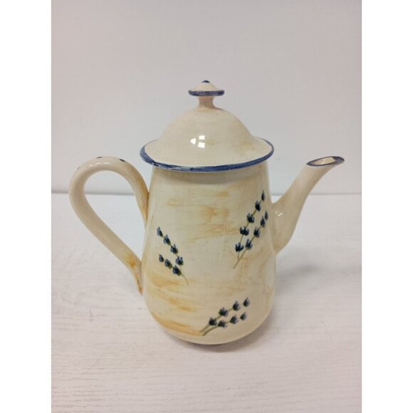 Vintage F. Main Pottery Porcelain Tea Pot Hand Made Cottagecore Country Signed - Picture 9 of 13